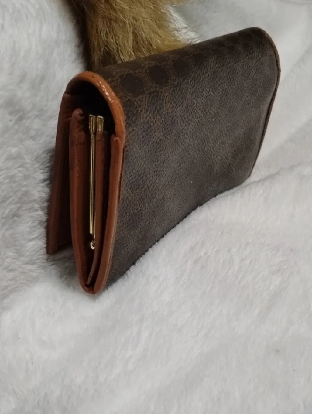 CELINE Macadam Continental Luxury Wallet! Lovely Brown & Tan Vintage Leather!